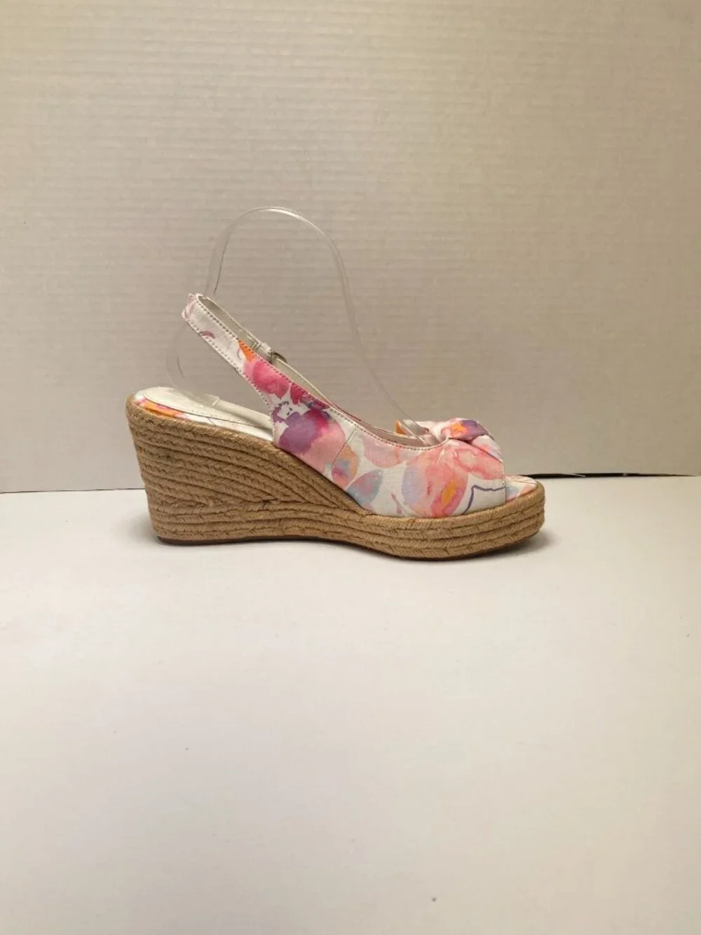 Naturalizer Women's Bettina Espadrille White Colorful Bow Sandal Wedge Sz 9M